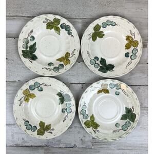 VINTAGE Metlox Vernon Ware Vineyard Saucers 6" Set of 4 California Pottery Grape